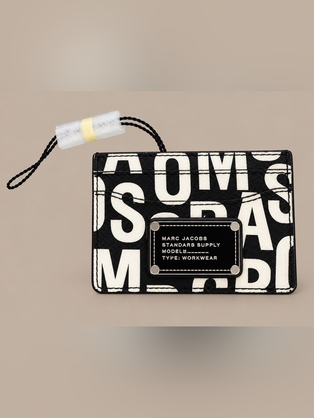 Marc Jacobs Standard Supply Logo Card Case Wallet Black White NEW